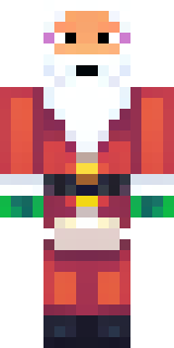a jolly Santa in a red suit with a white beard and sack