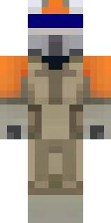 a battle-worn pilot in orange plating with scorch marks