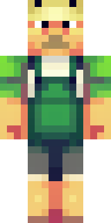 a farmer villager in a straw hat with a green apron