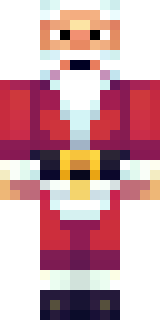 a jolly Santa in a red suit with a white beard and sack