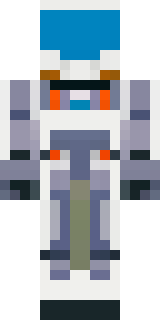 a mecha pilot in a white flight suit with a segmented helmet