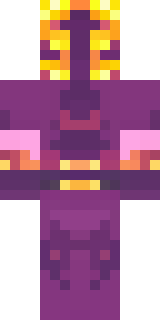 a nether hunter in crimson hide with glowing gold trim