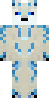 a snow fox spirit in white fur with blue markings