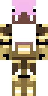 a piglin brute in gold armor with a snout and tusks