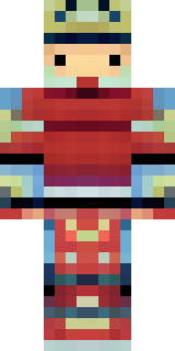 a samurai in red lacquered armor with a horned helmet