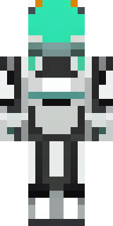 a mecha pilot in a white flight suit with a segmented helmet