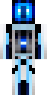 a chrome android with glowing blue eyes and exposed joints