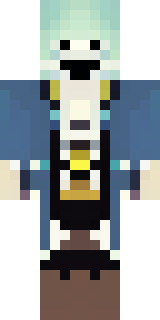 a ghostly pirate with pale skin and a tattered blue coat