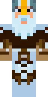 a frost viking in white furs and a horned helm
