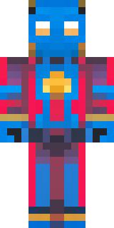 a masked hero in a sleek red and blue suit with a chest emblem