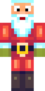 a jolly Santa in a red suit with a white beard and sack