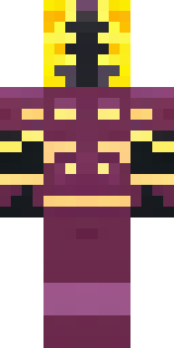 a nether hunter in crimson hide with glowing gold trim