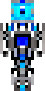 a chrome android with glowing blue eyes and exposed joints