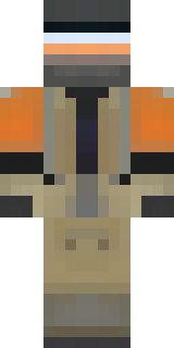 a battle-worn pilot in orange plating with scorch marks