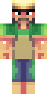 a farmer villager in a straw hat with a green apron