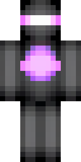 an enderman-inspired figure, tall and black with purple eyes