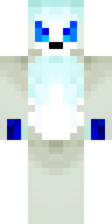 a snow fox spirit in white fur with blue markings