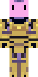 a piglin brute in gold armor with a snout and tusks