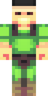 a farmer villager in a straw hat with a green apron