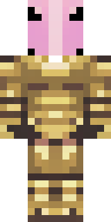 a piglin brute in gold armor with a snout and tusks