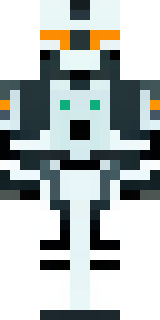 a mecha pilot in a white flight suit with a segmented helmet