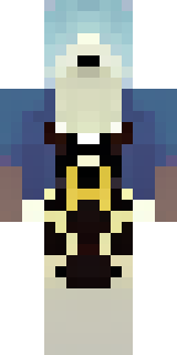 a ghostly pirate with pale skin and a tattered blue coat