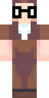 a friendly villager librarian in brown robes with glasses