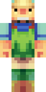a farmer villager in a straw hat with a green apron