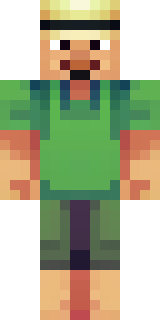 a farmer villager in a straw hat with a green apron