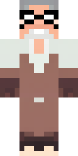 a friendly villager librarian in brown robes with glasses