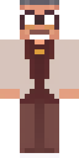 a friendly villager librarian in brown robes with glasses