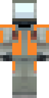 a battle-worn pilot in orange plating with scorch marks