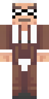 a friendly villager librarian in brown robes with glasses