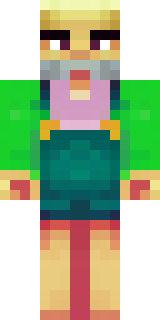 a farmer villager in a straw hat with a green apron