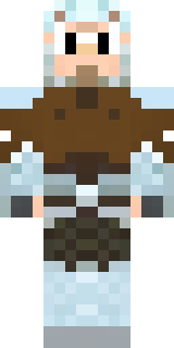 a frost viking in white furs and a horned helm