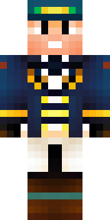 an airship captain in a navy coat with copper gadgets