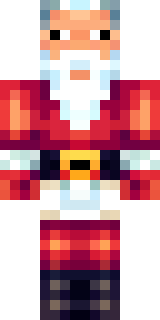 a jolly Santa in a red suit with a white beard and sack
