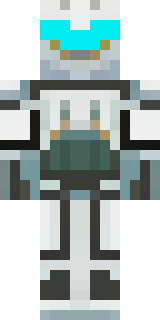a mecha pilot in a white flight suit with a segmented helmet