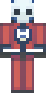 a masked hero in a sleek red and blue suit with a chest emblem