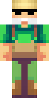 a farmer villager in a straw hat with a green apron