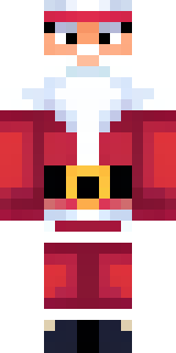a jolly Santa in a red suit with a white beard and sack