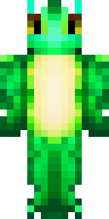 a dragon hybrid with green scales, horns and a spined tail