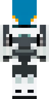 a mecha pilot in a white flight suit with a segmented helmet