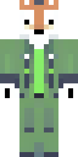 an anthropomorphic fox in a green explorer jacket