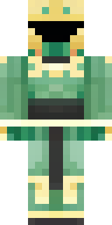 a jade samurai in green and gold ceremonial armor