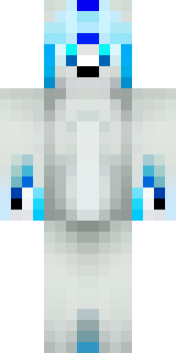 a snow fox spirit in white fur with blue markings