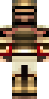 a gladiator in bronze arm guards and a red-plumed helmet