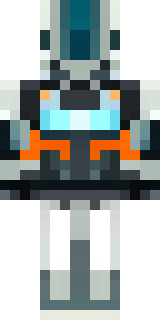 a mecha pilot in a white flight suit with a segmented helmet