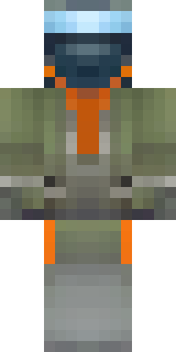 a battle-worn pilot in orange plating with scorch marks