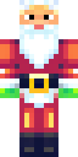 a jolly Santa in a red suit with a white beard and sack